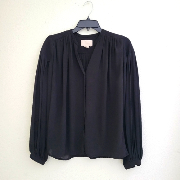 H&M Semi Sheer Button Down V-Neck Top Blouse - Picture 1 of 6